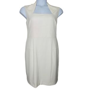 Andrew Marc Stretch Sheath Dress Size 14 Envelope Collar Lined Sleeveless NEW